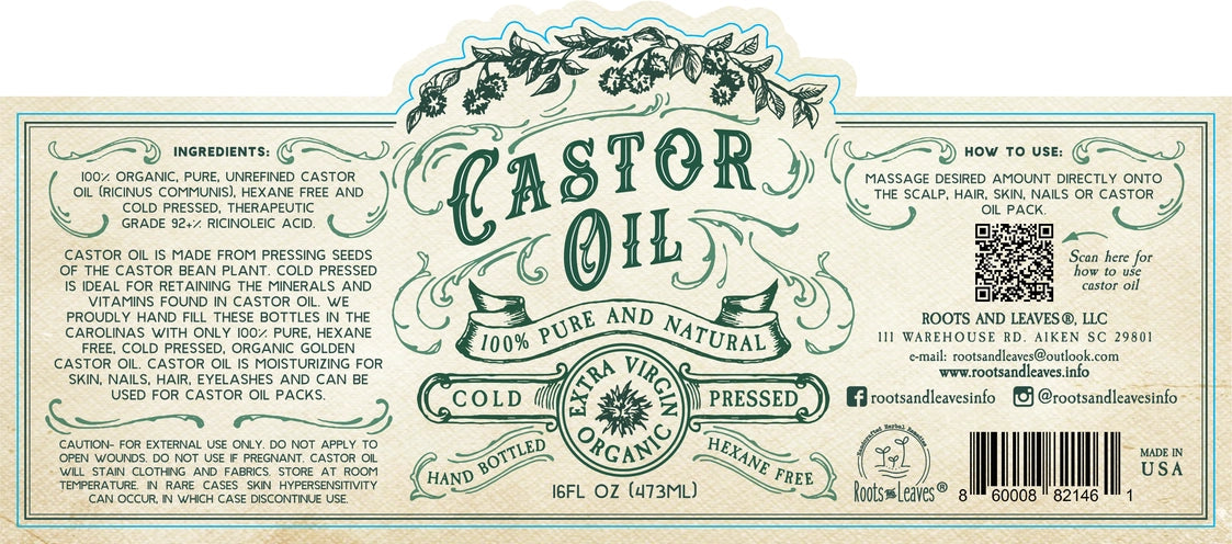 Organic Cold Pressed Castor Oil Hexane Free