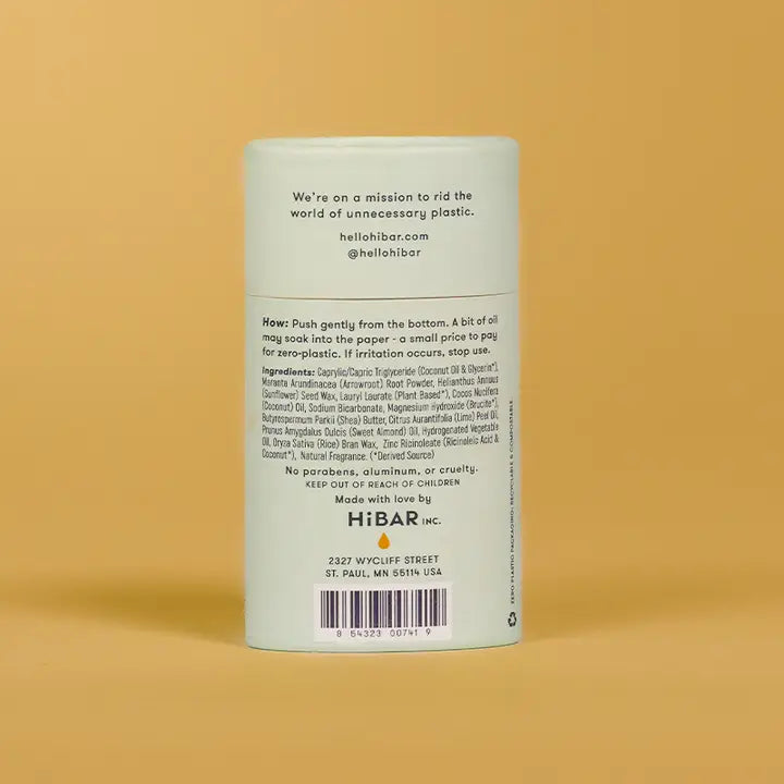 organic HiBAR Bergamot + Cedar Deodorant ,  back cover