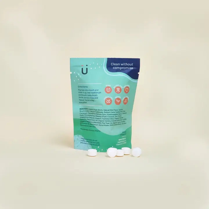 Fluoride-Free Peppermint Toothpaste Tablets back cover